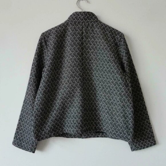 NWT EILEEN FISHER Black Bone Cotton Jacquard Zipper Front Jacket Small - Picture 7 of 7